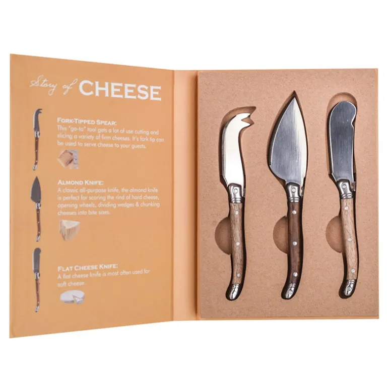 Acacia Wood 3 Piece Cheese Knife Set