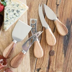 Acacia Wood 5 Piece Cheese Knife Set