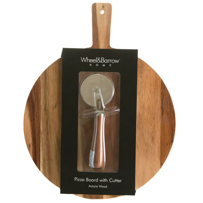 Acacia Wood Pizza Set with Cutter