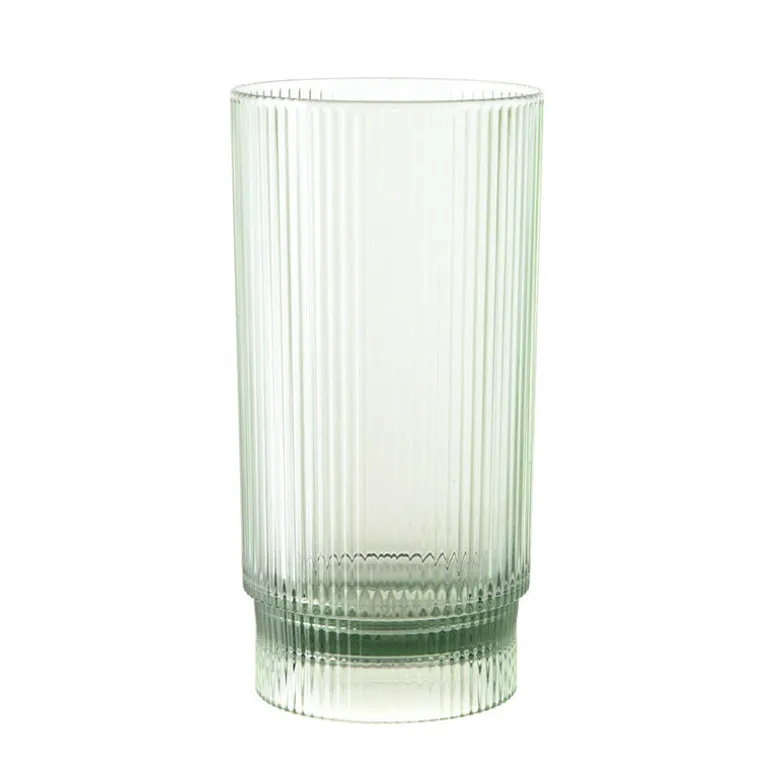 Acrylic Green Ribbed Hi Ball Glass