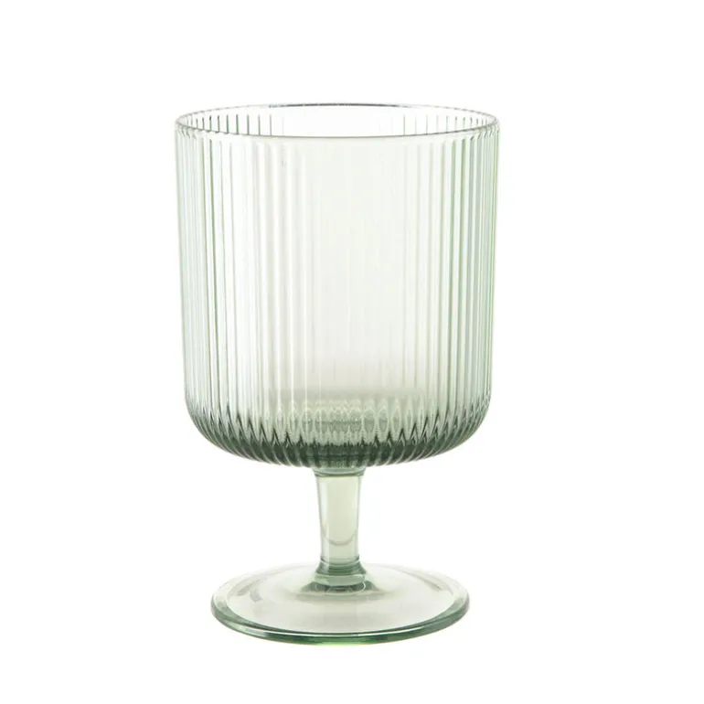 Acrylic Green Ribbed Wine Glass