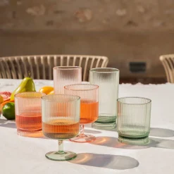 Acrylic Green Ribbed Wine Glass