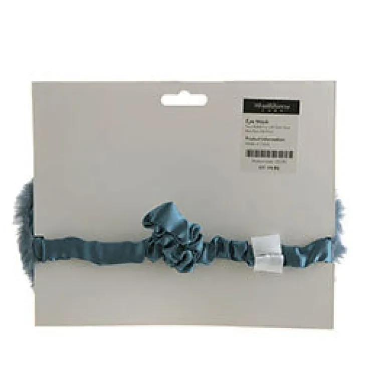 Blue Rain Faux Rabbit Fur Eye Mask with Satin Back