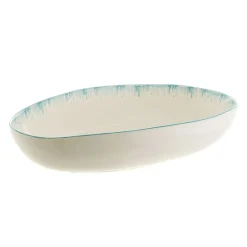 Bowl Oval Ceramic Aqua Drip