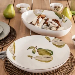 BOWL Oval Ceramic Pears 35x24cm