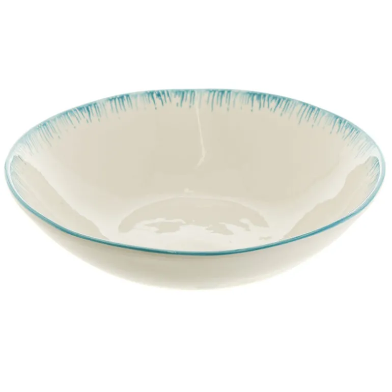 Bowl Round Ceramic Aqua Drip