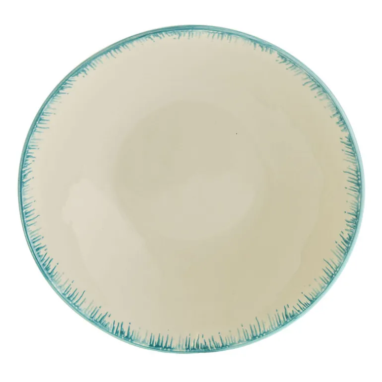 Bowl Round Ceramic Aqua Drip