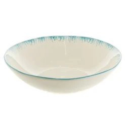 Bowl Round Ceramic Aqua Drip