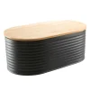 Bread Bin - Black Metal with Bamboo Lid