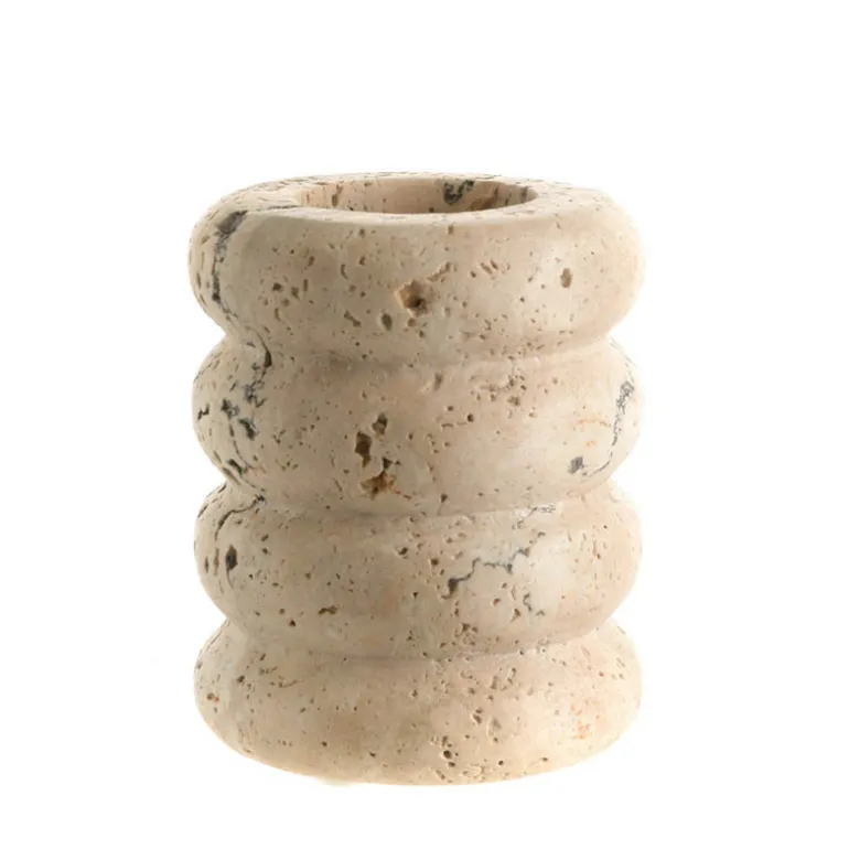 Candle Holder Beige Travertine 10cm