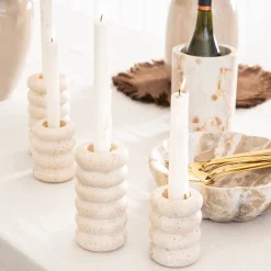 Candle Holder Beige Travertine 10cm