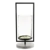 Candle Holder Glass & Black Metal 38cm