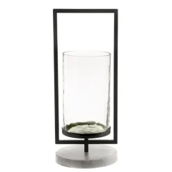 Candle Holder Glass & Black Metal 38cm