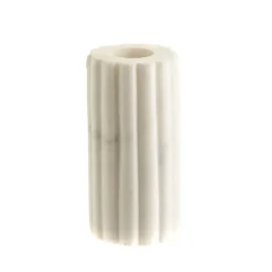 Candle Holder Ribbed White Marble 10cm