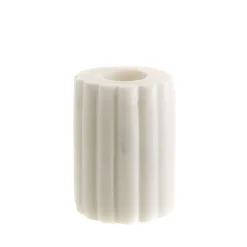 Candle Holder Ribbed White Marble 7cm