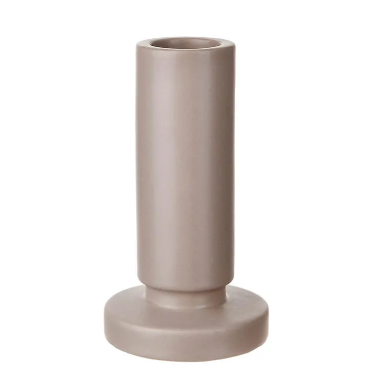 Candle Holder with Wedge Base & Matt Beige