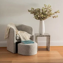 Chair & Stool Boucle White on Charcoal