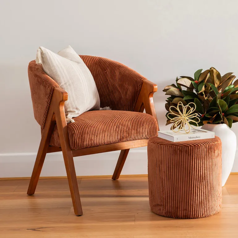 Chair Rocket Ribbed Rust 82.5cm