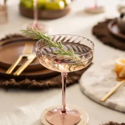 Chocolate Ribbed Swirl Coupe Glass