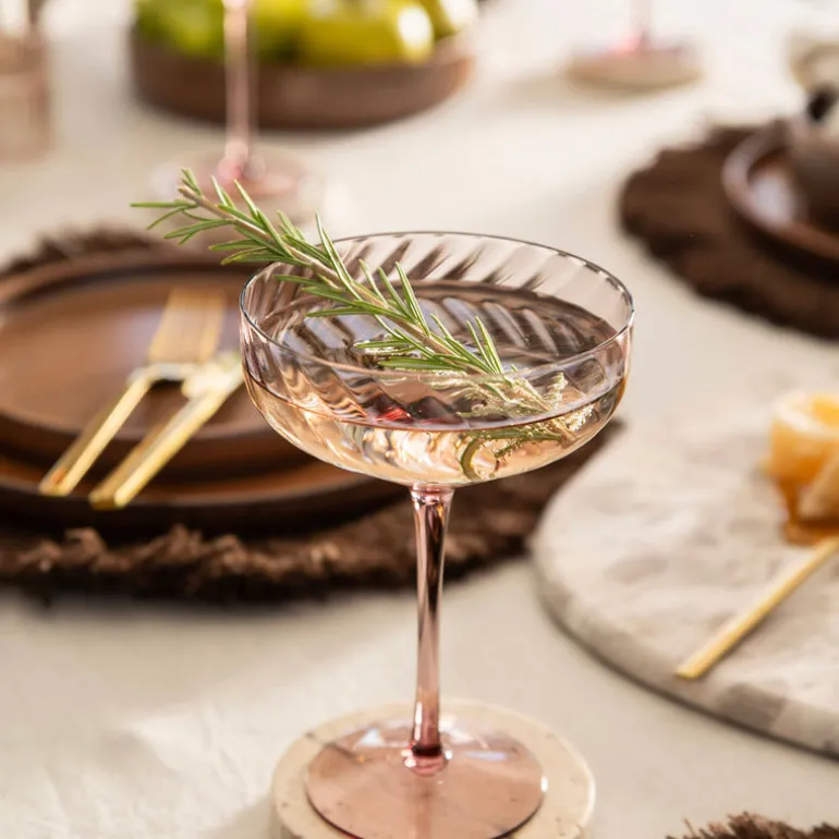 Chocolate Ribbed Swirl Coupe Glass