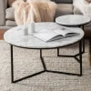 Coffee Table Marble/Metal White & Black