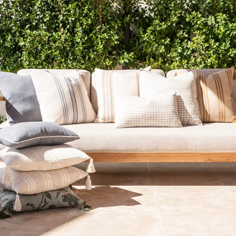 Cushion Check Natural 50cm
