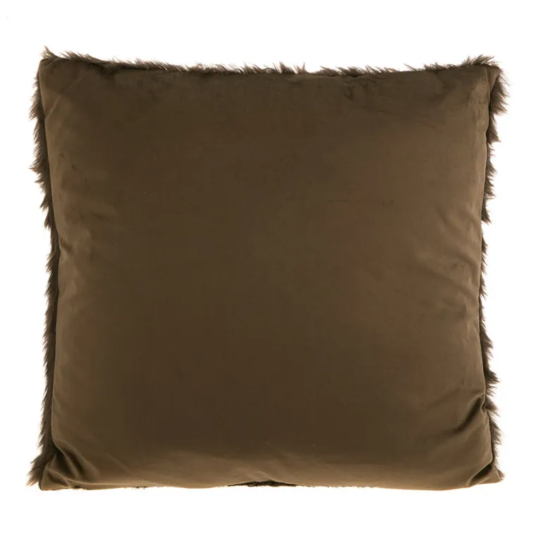 Cushion Faux Fur Chocolate with Velvet Back