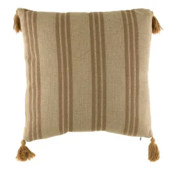 Cushion Jacquard Florals with Camel Tassels