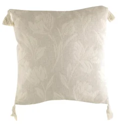 Cushion Jacquard Florals with Natural Tassels
