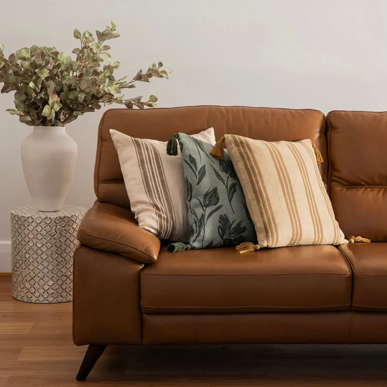 Cushion Jacquard Florals with Camel Tassels