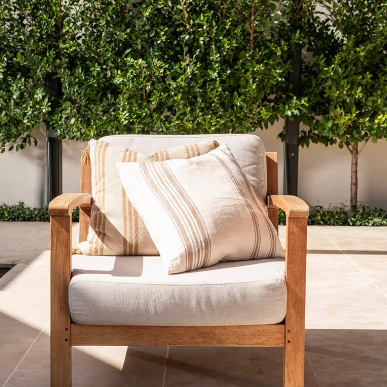 Cushion Jacquard Florals with Camel Tassels