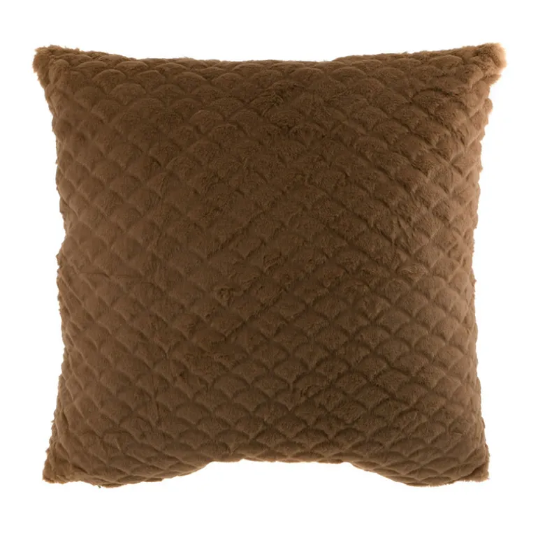 Cushion Scallop Faux Rabbit Fur Caramel