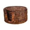 Dark Brown Rattan Coaster Set/6
