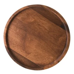 Dark Brown Round Acacia Wood Tray