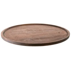 Dark Brown Round Acacia Wood Tray