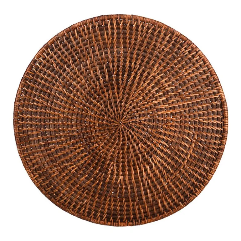 Dark Brown Round Rattan Placemat