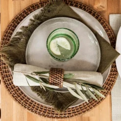 Dark Brown Round Rattan Placemat