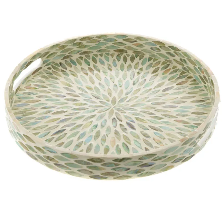 Decorative Tray Capiz Native Leaves