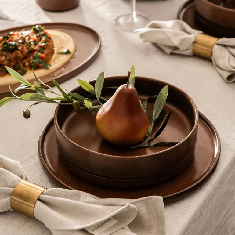 Dinner Set Stoneware Straight Leather 12pce