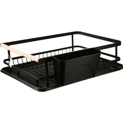 Dish Rack Iron Black with Side Cutlery
