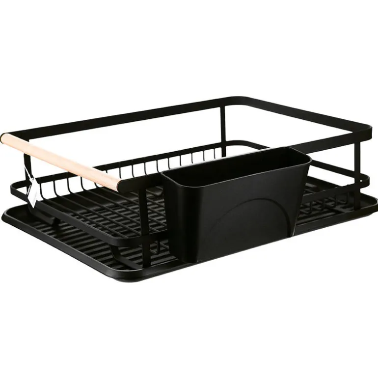 Dish Rack Iron Black with Side Cutlery