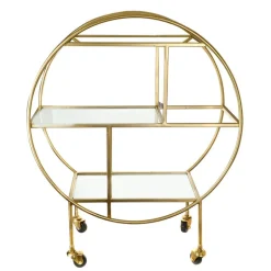 Drinks Trolley Iron Round Matte Gold