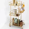 Drinks Trolley Iron Tall Round Matte Gold