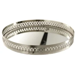 Filigree Tray Round Etched Nickel 30cm