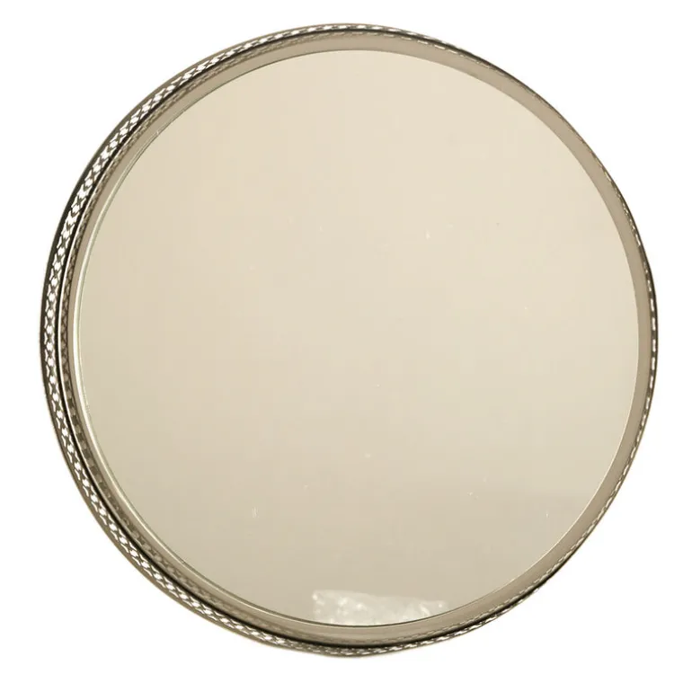 Filigree Tray Round Etched Nickel 40cm