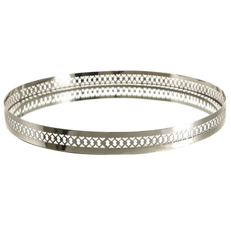 Filigree Tray Round Etched Nickel 40cm