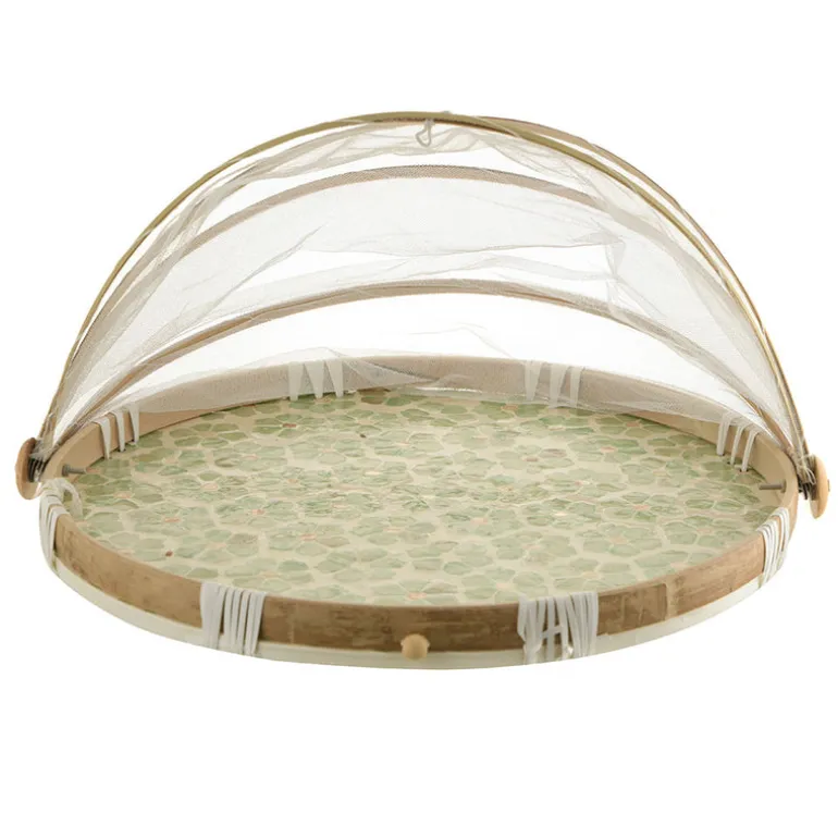 FOOD COVER Capiz Mint Flowers 43cm
