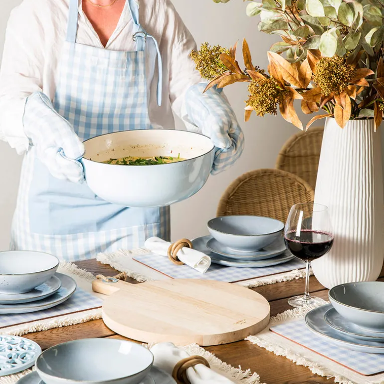 Gingham Double Oven Mitt Blue