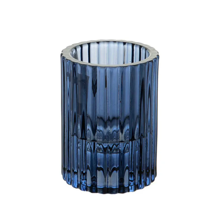Glass Candle Holder Blue