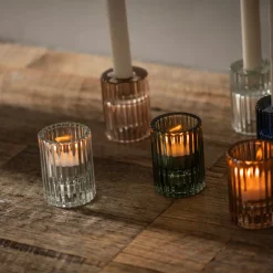 Glass Candle Holder Blue